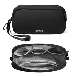 tomtoc Elektronik Organizer Tasche, Wasserresistent EDC Zubehör Kabeltasche, Tragbar Kabelorganizer Tech Pouch Bag für Handy Netzteil, Ladekabel, Ladestecker, Powerbank, Festplatte, Schwarz