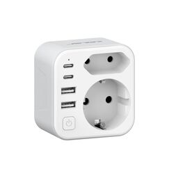 JSVER Südafrika Reiseadapter, 2 Typ-M-Stecker mit 2 USB und 2 USB C, EU Reiseadapter für Südafrika, Namibia, Bhutan, Lesotho,Reisestecker (3,4A 17W)