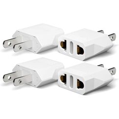 Oliveria 4 Stück Reiseadapter, EU to US Adapter, Adapterstecker USA Deutschland Stecker, Reisestecker EU auf US Deutschland/Europa Stecker Amerika/Kanada/Mexiko Konverter für Geräte mit USA-Weiß