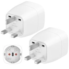 2 Stück Adapter England Deutschland Stecker Reiseadapter UK Stecker Adapter Reisestecker Typ G, Travel Adapter UK, Steckdosenadapter England für EU zu England/Schottland/Irland/Dubai/Maldives usw