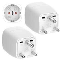 Clomnpe 2 Stück Reiseadapter für Indien,Reisestecker Indien,Deutschland nach Indien,Reisestecker Typ D,Adapter Indien,Reiseadapter Sri Lanka,Steckdosenadapter Stromadapter für Sri Lanka,India,Nepal