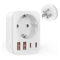 Clomnpe USA Adapter Steckdose, 5-in-1 Reiseadapter USA mit 2*USB (3.4A),2*USB-C,1*AC, Adapter usa Deutschland Stecker, Steckdosenadapter für EU zu US Amerika Kanada Mexiko Thailand, Typ B Reisestecker