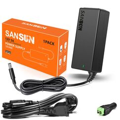 12V 5A Netzteil 60W AC DC Adapter (Eingang 110V-220V, Ausgang 12 Volt 5 Amp 60 Watt) DC Konverter LED Treiber Beleuchtung Trafo für 12V 5A Flexible LED Band Strip Light 1 Set schwarz