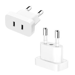 VIEVRE 2 Stück EU Stecker Adapter, US to EU Adapter für Steckdosen, Steckeradapter Japan Deutschland, Adapter Eurostecker, Weiß