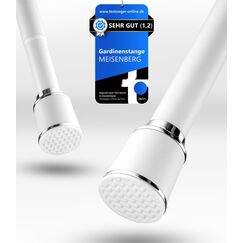MEISENBERG Teleskopstange Vorhang 370-420cm, Wei&szlig;, &Oslash; 32 mm, Gardinenstange ohne Bohren - Duschstange zum Klemmen - Spannstange f&uuml;r Vorh&auml;nge, Dusche, T&uuml;r&ouml;ffnungen und Kleiderschrank