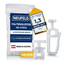 NEUFELD&reg; 120 Gardinengleiter f&uuml;r Innenlaufschienen (inkl. 6 Feststeller) | 7mm Faltengleiter f&uuml;r Gardinenschienen, Vorhangschienen | Gardinenrollen