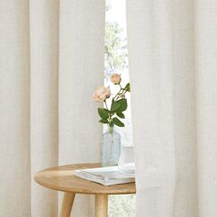 PONY DANCE Leinengardine mit &Ouml;sen Wohnzimmer Vorh&auml;nge Beige Halbtransparent 2er Set H 220 x B 140 cm Boho Gardine Leinenoptik Halbtransparent Linen Curtains for Bedroom