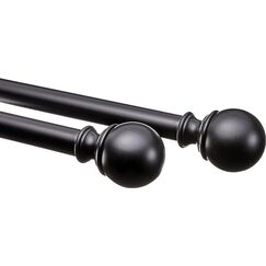 Amazon Basics Ausziehbare Gardinenstange mit Kugelendst&uuml;cken, 19 mm Durchmesser, 91 bis 183 cm, Schwarz
