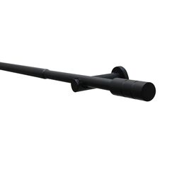 Gardinia Gardinenstangen-Set Kreta, Komplettstilgarnitur inkl. Befestigungsmaterial, Vorhangstange ausziehbar, 120-210 cm, Metall, Schwarz-Matt