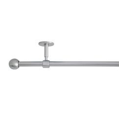 ondeco Gardinenstange 2 in 1 | Ausziehbar | Wand- & Deckenmontage | Verstellbar 5-8 cm | Stabil f&uuml;r schwere Vorh&auml;nge | 19 mm &Oslash; | Schwarz oder Edelstahl Edelstahl-Optik 120-210 cm