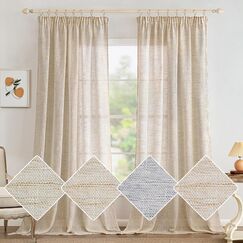 MIULEE Leinen Gardinen Vorh&auml;nge mit Kr&auml;uselband Weiss Gardine Vorhang Leinenoptik kr&auml;uselband Wohnzimmer Modern Voile Schienensystem Schlafzimmer 2er Set 140x245 cm Natur