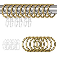 Dacitiery 30 St&uuml;ck Gardinen Ringe, Metall Vorhangringe mit 30 St&uuml;ck Kunststoff Gardinenhaken f&uuml;r Fenster T&uuml;r Duschvorhang, Gardinenhaken f&uuml;r Schienen, 30 mm Innendurchmesser (Bronze)