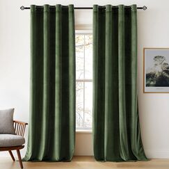 Woaboy Samtvorh&auml;nge Gr&uuml;n Verdunkelungsvorhang Gardinen Samt mit &Ouml;sen Blickdicht f&uuml;r Wohnzimmer Blackout Curtains Thermovorhang Schalld&auml;mmend Schlafzimmer 2er Set 140x225cm (B x H) Matcha Gr&uuml;n