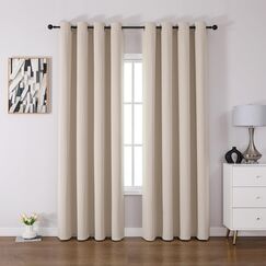 CUCRAF Vorhang Blickdicht Thermovorhang K&auml;lteschutz 2er Set H225 x B140 cm Verdunklungsvorh&auml;nge Beige Gardinen mit &Ouml;sen, Weich und Langlebig Schallschutz Vorhang f&uuml;r Schlafzimmer Wohnzimmer