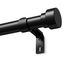 Schwarz Vorhangstange Ausziehbar Gardinenstange Curtain Rod Gardinenstangen f&uuml;r Fenster Outdoor (Schwarz Matt, 76 to 305 cm)