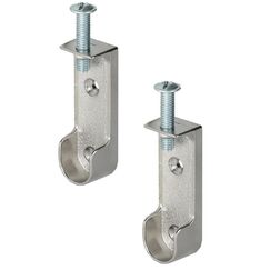 Gedotec Decken-Schrankrohrlager | 2 St&uuml;ck Kleiderstangen-Halterung Metall | OVAL | Aufh&auml;ngung f&uuml;r Schrankstangen & Garderobenstangen Chrom | MADE IN GERMANY |Schrankrohr-Halter mit Schraube M6 x 28mm