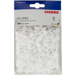 Gardinia Rollringe f&uuml;r Vorhangschienen GE und P2&Uuml;, 100 St&uuml;ck, UV-best&auml;ndig, Kunststoff, Wei&szlig;
