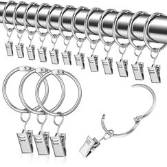 tonyg-p 25 St&uuml;ck Metall Vorhangringe Gardinenringe mit Clips Vorhang H&auml;ngend Ringe f&uuml;r Fenster T&uuml;r Duschvorh&auml;nge, 32mm Innendurchmesser (Silber)
