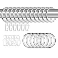 tonyg-p 20 St&uuml;cke Metall Vorhangringe Vorhang H&auml;ngend Ringe mit Gleiteinlage und Kunststoff Gardinenhaken f&uuml;r Fenster T&uuml;r Duschvorh&auml;nge, 30 mm Innendurchmesser (Silber)