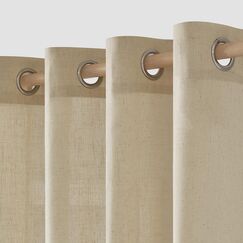 MIULEE Gardinen Vorh&auml;nge Schlafzimmer Vorhang Beige Gardine Wohnzimmer Leinenoptik Gardinen mit &Ouml;sen Fenster Halbtransparent Vorhang Modern Innen Balkont&uuml;r K&uuml;che Vorh&auml;nge 140 x 245 cm