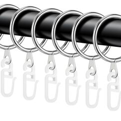 40 pcs Silber Metall Vorhangringe,Vorhang H&auml;ngend Ringe und Kunststoff Gardinenhaken f&uuml;r Bettvorhang,Duschvorhang,Fenstervorhang(30mm Innendurchmesser)