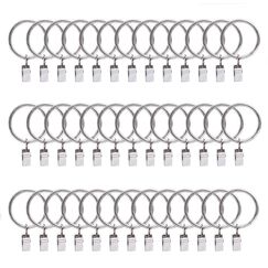 40 St&uuml;ck Gardinenringe Vorhangringe, Vorhang Clip Gardinenstange 35mm Vorhang Clips mit Clip Duschvorhang Metallklammern f&uuml;r Vorh&auml;nge und Gardinenstangen, Silber
