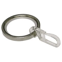 Gardinia Gardinenringe f&uuml;r Gardinenstangen mit 20 mm Durchmesser, Inklusive Gleiteinlage und Faltenlegehaken, 10 St&uuml;ck, Serie Chicago, Breite 4 mm, Metall, Edelstahl-Optik, 10011158