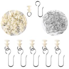 Svalor 80 St&uuml;ck Gardinenhaken Gleiter, Gardinenr&ouml;llchen f&uuml;r Schiene, Curtain Hooks, Gardinenr&ouml;llchen, 40 St&uuml;ck Gardinen Gleiter mit 40 St&uuml;ck Metall Vorhang Haken f&uuml;r Fenstervorhang Duschvorhang