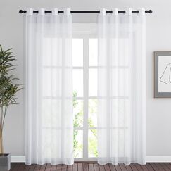 PONY DANCE Gardinen Weiss Transparent &Uuml;bergardinen Wohnzimmer & Schlafzimmer 2er-Pack H 200 x B 140 cm Durchsichtige Voile Vorh&auml;nge mit &Ouml;sen