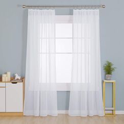 Deconovo Gardinen Transparent Vorh&auml;nge mit Kr&auml;uselband f&uuml;r Schienensystem Jalousien Wohnzimmer Leinenoptik 245x140 cm(H&ouml;hexBreite), Wei&szlig;, 2er Set
