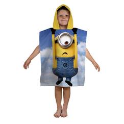 BERONAGE Minions Kinder Kaputzen Poncho Despicable Me - Motiv Oops - Neu & Ovp 100% Baumwolle in Veloursqualität - Bade-Poncho, Bademantel, Badetuch, Strandtuch, Badelaken, Duschtuch, Handtuch