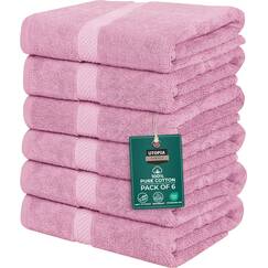 Utopia Towels Badetuch-Set klein, 100 % ringgesponnene Baumwolle (55,9 x 111,8 cm), leicht und sehr saugfähig, schnell trocknend, Premium-Handtücher für Hotel, Spa und Badezimmer, 6er-Pack, Rosa
