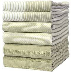 Bumble K&uuml;chenhandt&uuml;cher - Geschirrhandt&uuml;cher Handt&uuml;cher Baumwolle &ndash; 6er Pack &ndash; XL Gr&ouml;&szlig;e 50 x 70 cm &ndash; Edle, Weiche und Robuste Ringspinnbaumwolle in 3 Verschiedenen Texturen (Salbeigr&uuml;n)