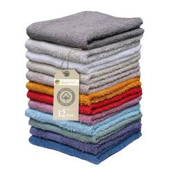 Living Fashions Waschlappen, 12er, 100% Extra Soft ringgesponnener Baumwolle, Größe, weich und saugfähig, maschinenwaschbar, Leuchtende Farben 13" x 13" Assorted