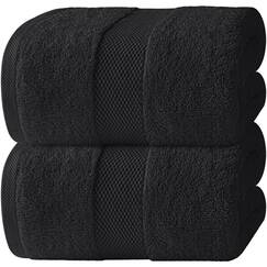 White Classic Luxuriöse, weiche schwarze Badetücher, 650 g/m², Baumwolle, Luxus-Badetücher, extra groß, 89 x 178 cm, sehr saugfähig und schnell trocknend, Hotel-Kollektion, extra große Badetücher,