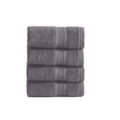 TRIDENT Handtuchset - Soft and Plush - 4-teiliges Handtuchset, 500 GSM, 100% Baumwolle Handtuch Set, Feather Touch, hochsaugf&auml;hig, superweich (Holzkohle)