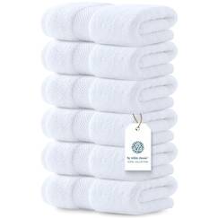 White Classic Weiße Luxushandtücher für Badezimmer-Hotel-Spa-Küche-Set - Reif aus ägyptischer Baumwolle - sehr saugfähig Hotel Quality - 16x30 Zoll - Set aus 6
