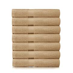 Cotton Craft Simplicity Ringspun Cotton Set of 7 Lightweight Bath Towels, 27 inch x 52 inch, Linen
