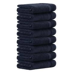 Luckytowel Handtücher Set 50x100 cm – Oeko-TEX Handtuch-Set aus 100% Baumwolle mit 600 g/m² – Frottiertücher mit Aufhängeschlaufe – flauschig & saugstark – Frottee Handtuchset – 8er Pack Dunkelblau