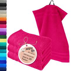 Lashuma Handtuchset flauschig, London 4er Set Händehandtücher Rhabarber – Rot 30x50 cm