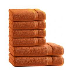Müskaan Premium Handtuchset 6-TLG – 4 Handtücher & 2 Duschtücher aus 100% Baumwolle – Weich & saugfähig Frottee mit Aufhänger – Terracotta
