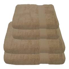 Julie Julsen 4 TLG Handtuchset 2 Badetücher 2 Handtücher Reine Baumwolle über 30 Farben Pastell Beige