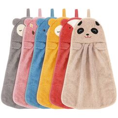 6 Stück Kinder Handtuch Tier Kinderhandtuch Set Mikrofaser Handtuchset Schnell Trocknende Waschlappen mit Aufhängeöse Baby Badetuch Duschtuch für Küche und Badezimmer Heim und Kindergarten