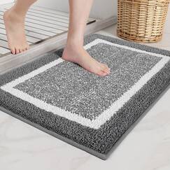 COLOR&GEOMETRY Kleine Badteppiche rutschfest Waschbar Absorbierende Badvorleger Weiche Badezimmerteppich Badematte für Badezimmer, Dusche, Badewanne, Waschküche Dunkelgrau, 60 x 150 cm