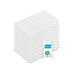 ZOLLNER 10er Set Waschhandschuhe in 16x21 cm - saugstarke und Flauschige Waschlappen aus Baumwolle - waschbar bis 95°C - mit praktischem Aufhänger - in weiß - Hotelqualität
