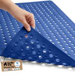 Gorilla Grip Patentierte Badewannen-Duschmatte, 35 x 16 cm, waschbare Badewannen-Fußmatten, Saugnäpfe und Abflusslöcher, um die Wannen sauber zu halten, königsblau blickdicht