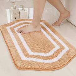 COSY HOMEER Extra dicke Badteppiche – Anti-Rutsch-Badwäsche-Set, Matte, weicher Plüsch, 100 % starkes Polyester, für Wohnzimmer, Badezimmer, wasserabsorbierend (Beige, 50,8 x 81,3 cm)