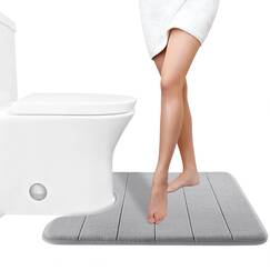 Yimobra Memory Foam Toilettenbadematte U-Förmig, Weich Und Bequem, Super Wasseraufnahme, rutschfest, Dick, Maschinenwaschbar Und Leichter Zu Trocknen, 24 X 20 Zoll, Grau