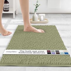 MAYSHINE Chenille Badematte, rutschfeste Maschinenwaschbare Badteppiche | Saugfähige Schnelltrocknende Shag-Teppiche, Ideal für Badezimmer, Dusche, Schlafzimmer oder Türmatte (Salbeigrün, 80x50cm)