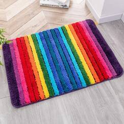 NIENLCIP Regenbogen-Badematte, Bunte Badezimmerteppiche, superweich und saugfähig, Mikrofaser-Plüsch, Badteppiche mit Rutschfester Unterseite für Badezimmer, maschinenwaschbar, 48,3 x 68,9 cm
